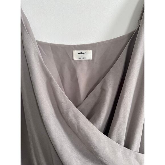 Wilfred Aritzia Melodie Jumpsuit Wide-leg Ashen V-neck Faux Wrap Gray L - Picture 5 of 14